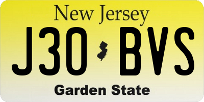 NJ license plate J30BVS