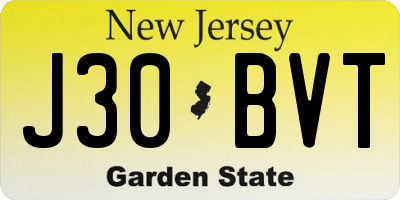 NJ license plate J30BVT