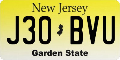 NJ license plate J30BVU