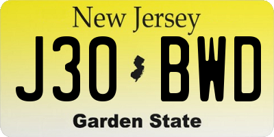 NJ license plate J30BWD