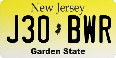 NJ license plate J30BWR