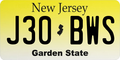 NJ license plate J30BWS