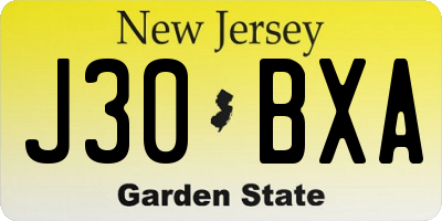 NJ license plate J30BXA