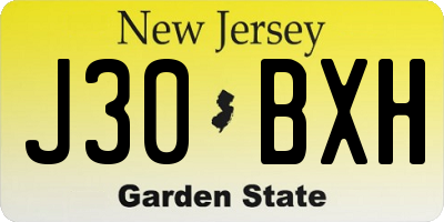 NJ license plate J30BXH