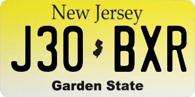 NJ license plate J30BXR