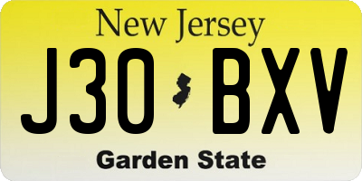NJ license plate J30BXV