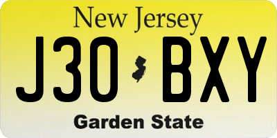NJ license plate J30BXY