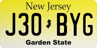 NJ license plate J30BYG