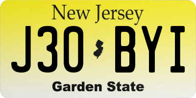NJ license plate J30BYI