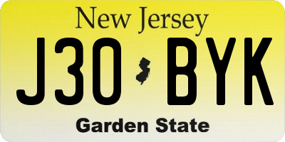 NJ license plate J30BYK