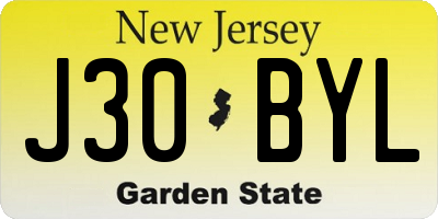NJ license plate J30BYL