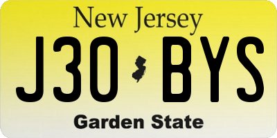 NJ license plate J30BYS