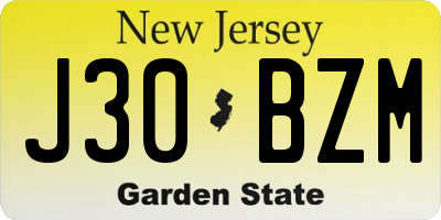 NJ license plate J30BZM
