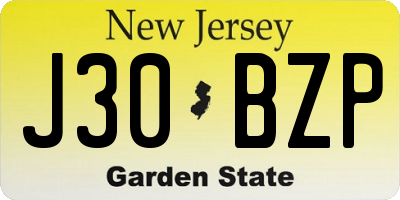 NJ license plate J30BZP