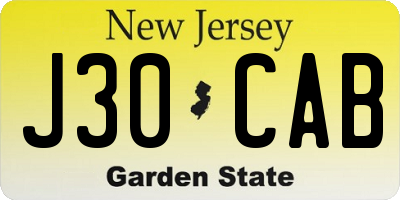 NJ license plate J30CAB