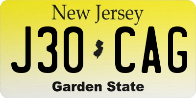 NJ license plate J30CAG