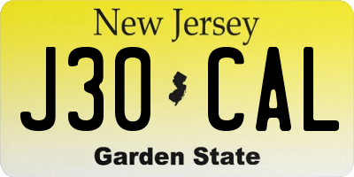 NJ license plate J30CAL