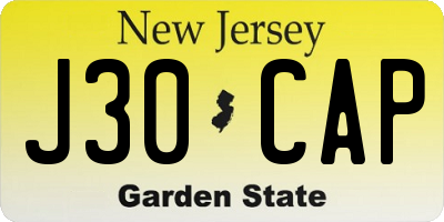 NJ license plate J30CAP