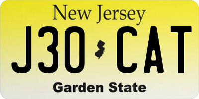 NJ license plate J30CAT