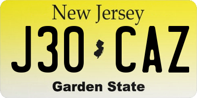 NJ license plate J30CAZ