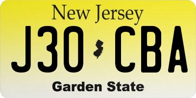 NJ license plate J30CBA