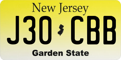 NJ license plate J30CBB