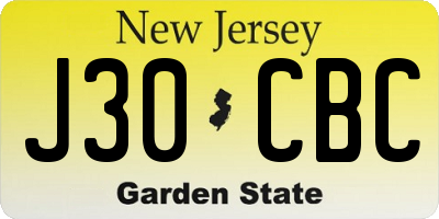 NJ license plate J30CBC