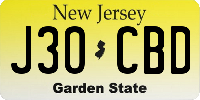 NJ license plate J30CBD