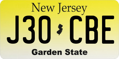 NJ license plate J30CBE