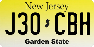 NJ license plate J30CBH