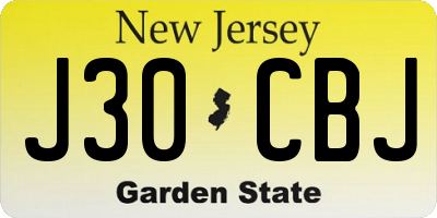 NJ license plate J30CBJ