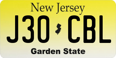 NJ license plate J30CBL