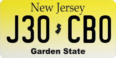 NJ license plate J30CBO