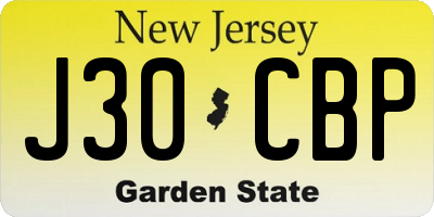 NJ license plate J30CBP
