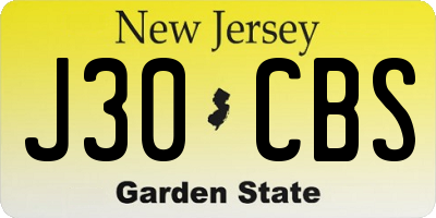 NJ license plate J30CBS