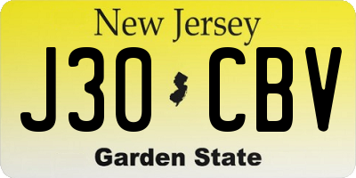 NJ license plate J30CBV