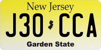 NJ license plate J30CCA