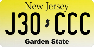 NJ license plate J30CCC