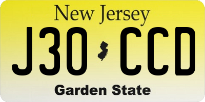 NJ license plate J30CCD