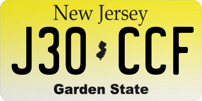NJ license plate J30CCF