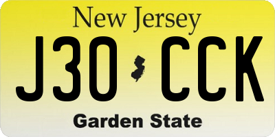NJ license plate J30CCK