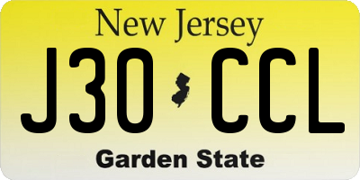 NJ license plate J30CCL