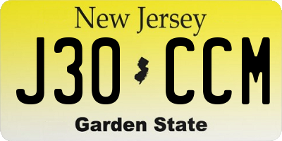 NJ license plate J30CCM