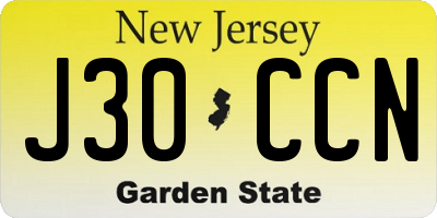 NJ license plate J30CCN
