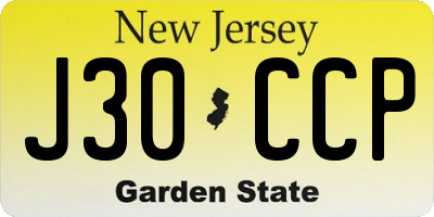 NJ license plate J30CCP