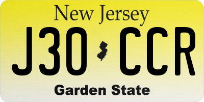 NJ license plate J30CCR