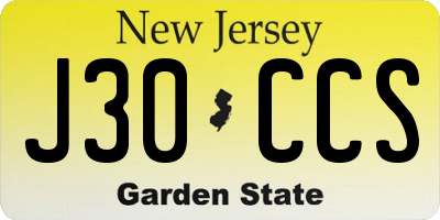 NJ license plate J30CCS