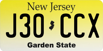 NJ license plate J30CCX