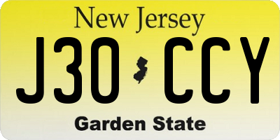 NJ license plate J30CCY