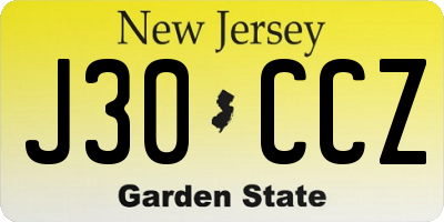 NJ license plate J30CCZ